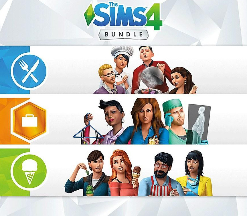 The Sims 4 - Get to Work DLC + Dine Out DLC + Cool Kitchen Stuff DLC Bundle EU XBOX One CD Key Logo