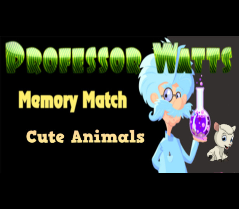 Professor Watts Memory Match Cute Animals PC Steam CD Key Logo