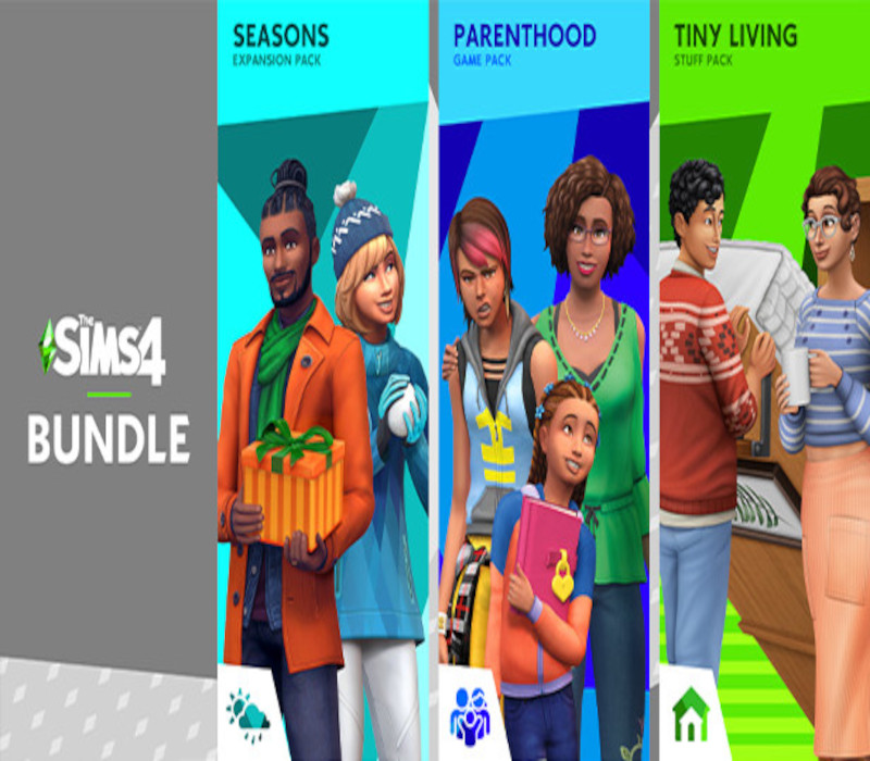 The Sims 4 - Seasons + Parenthood + Tiny Living Stuff DLC Bundle PC EA App CD Key Logo