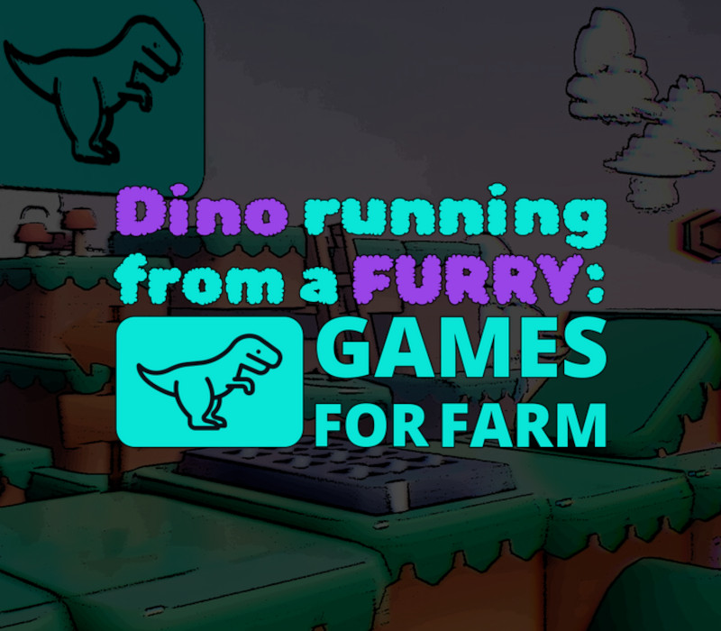 Dino running from a FURRY: GAMESFORFARM PC Steam CD Key Logo