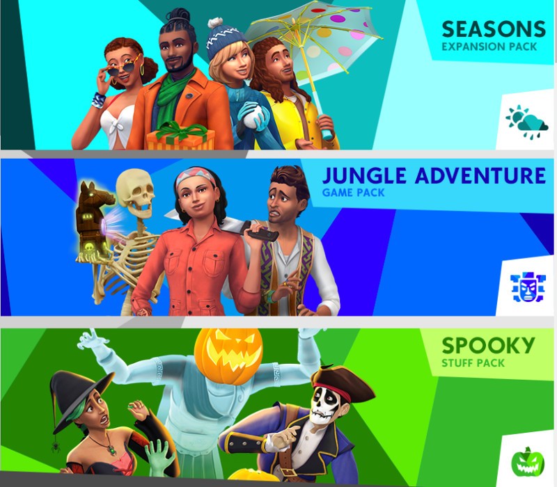 The Sims 4 Bundle - Seasons + Jungle Adventure + Spooky Stuff DLC US XBOX One / Xbox Series X|S CD Key Logo