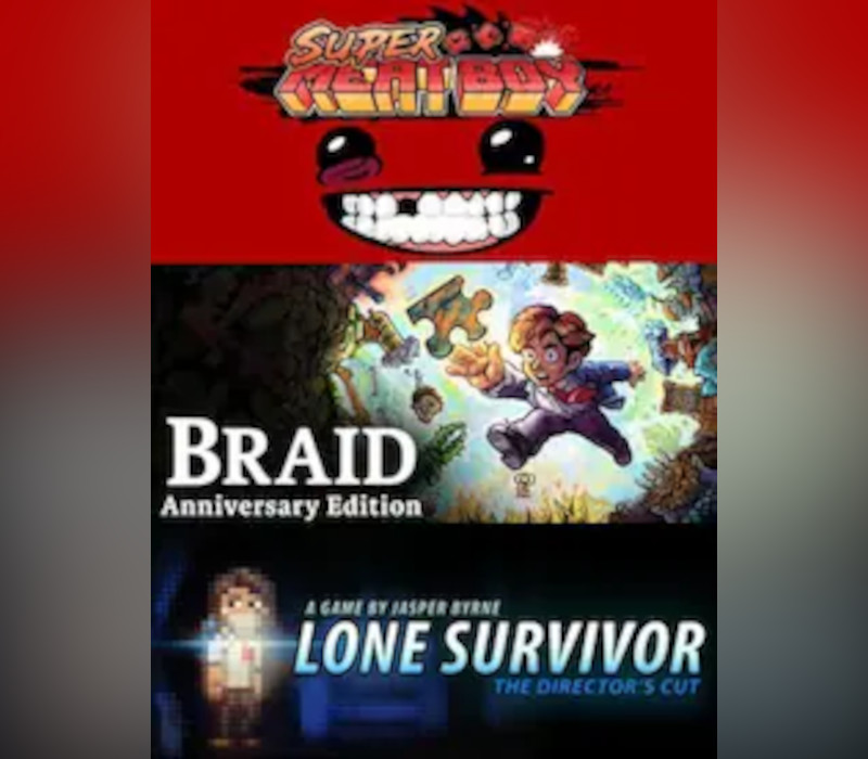 Super Meat Boy+ Lone Survivor+ Braid PC Steam CD Key Logo